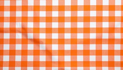 Orange and white checkered tablecloth pattern	
