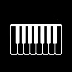 Isolated piano keyboard icon on black background