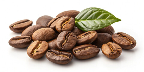 Naklejka premium Set of fresh roasted coffee beans isolated on white background images light background