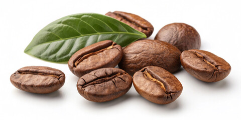 Obraz premium Set of fresh roasted coffee beans isolated on white background images light background