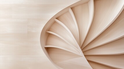 Sleek beige spiral white winding staircase minimalist through interior, architectural elegance