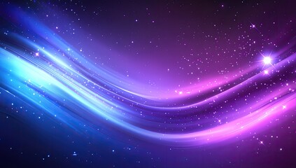Fototapeta premium Sleek, purple and blue background with streaks of light emanating from the center. A bright star is at one end of each burst of light.
