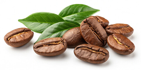 Obraz premium Set of fresh roasted coffee beans isolated on white background images light background