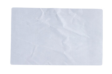 White adhesive glued paper sticker label with transparent background cut out design element