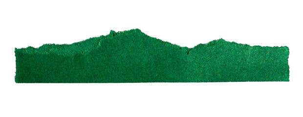 Ripped torn green paper piece on transparent background, paper tear cut out design element