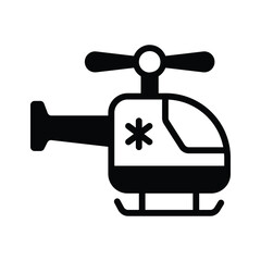 Visually appealing glyph icon of medical helicopter rescue