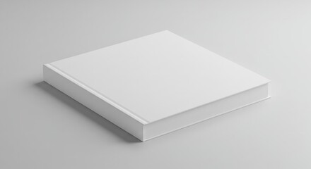 Naklejka premium Minimalist white square book cover template mock up on neutral background