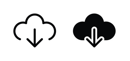 Download icon with editable stroke stock illustration