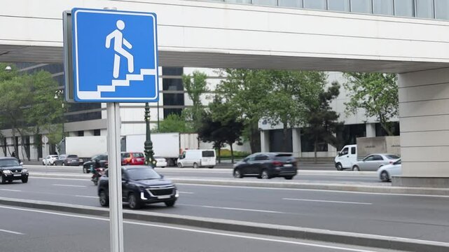 Pedestrian sign for crossing over the road