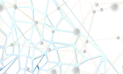 Neural network 3D illustration. Big data and cybersecurity