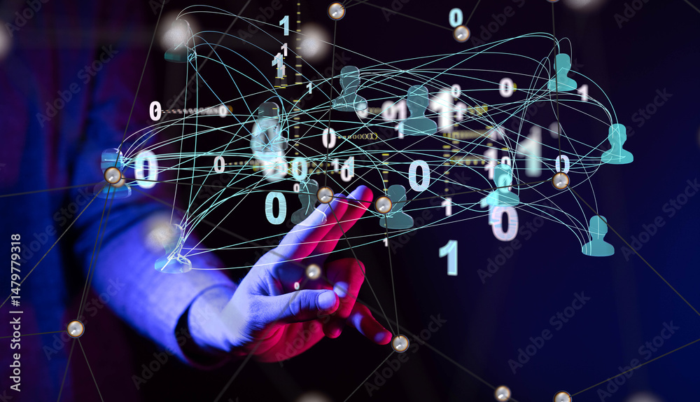 Poster abstract technology group and data 3d
