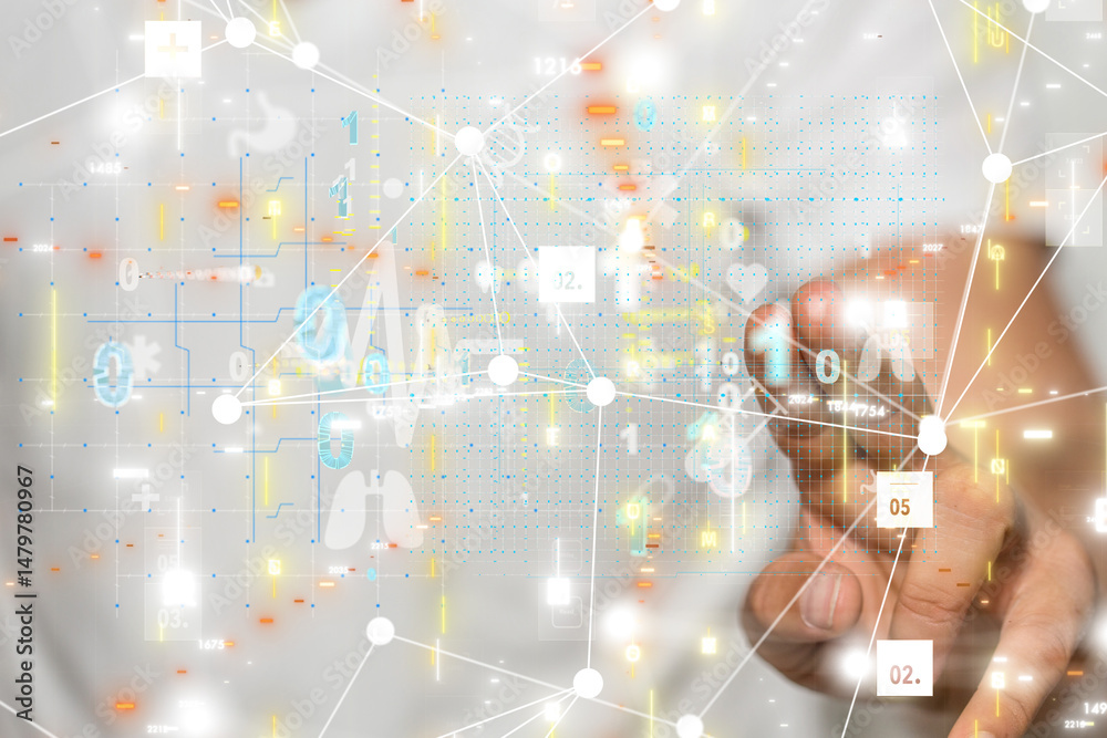 Aufkleber digital medical futuristic interface 3d rendering