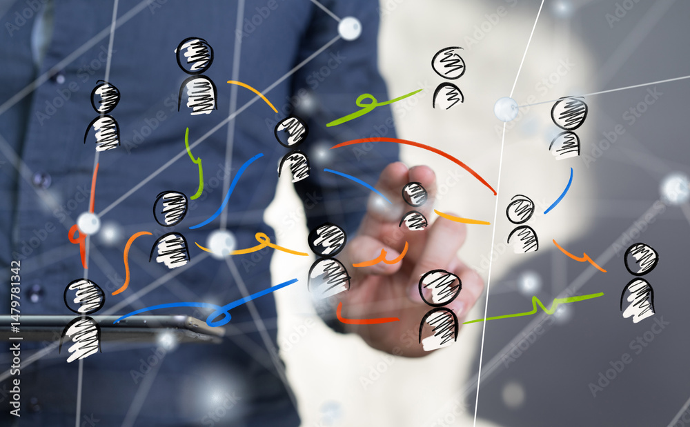 Poster conference digital network and data concept 3d