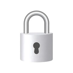 3D simple icon of a secure padlock with a curved shackle, perfect for security and privacy themes, isolated on a clean white background