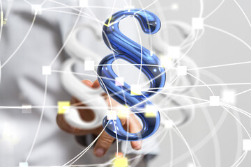 paragraph law sign digital in hand 3D