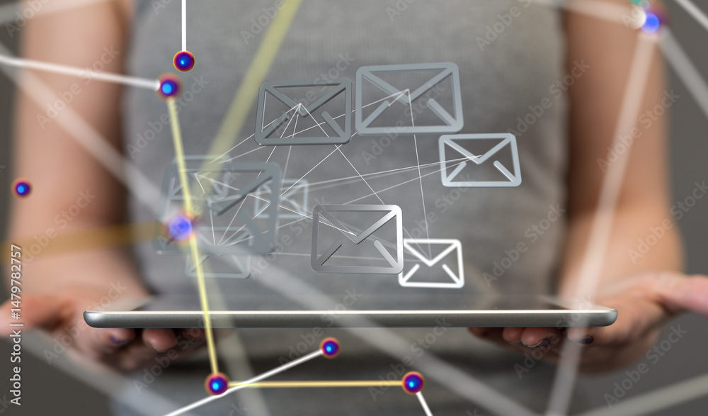 Poster mail communication support contact concept service