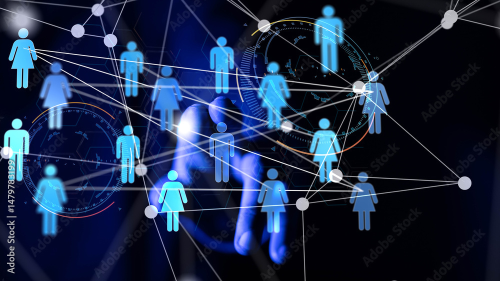 Aufkleber Abstract technology group and data 3d