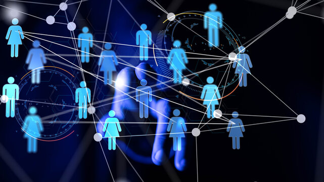 Abstract technology group and data 3d - Powered by Adobe