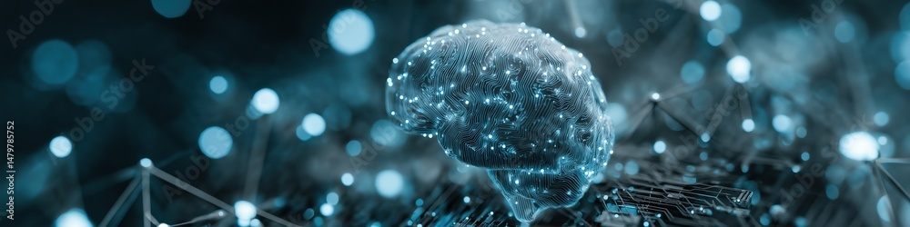 Fototapete a computer chip with a brain on it. the image is a representation of the brain and its functions