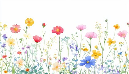 Watercolor Illustration of Wildflowers in Bloom