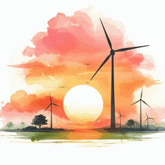 Energy Hues turbine isolated watercolor vector illustration svg © Arun168