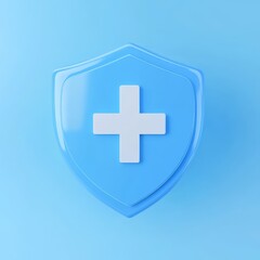 Fototapeta premium Blue Shield with White Cross Symbol