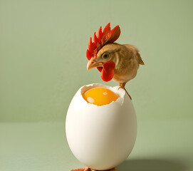 An egg and a chicken head