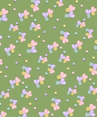 Pastel Hearts and Flowers