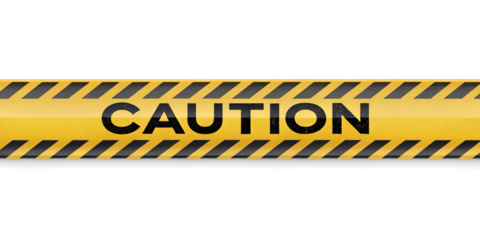 Yellow warning tape with the words "CAUTION" in black, stretched across PNG