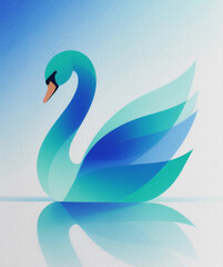 Fototapeta premium swan on blue background