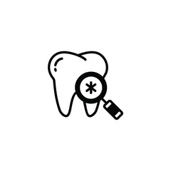 Check this glyph style icon of dental checkup with magnifier