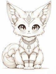 Fototapeta premium cute cat coloring pages for children, black and white, 