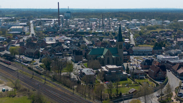 Salzbergen Luftaufnahmen Gewerbegebiet Dorf Stadt