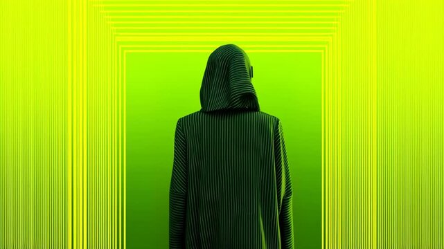 4K Runway Footage of Fashion Model in Green Dress and Dark Cloak | High Fashion Catwalk Moment with Mysterious Styling | Avant-Garde Designer Look