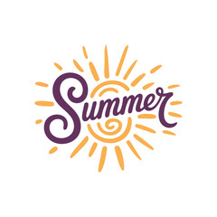 Fototapeta premium Summer Hand Lettering with Sunburst