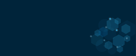 Vector geometric abstract background with blue hexagons. Structure molecule and communication. Science, technology