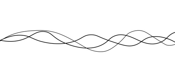 Vector black abstract wave thin curved lines graphic for design.