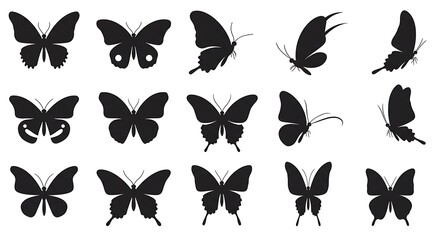 Elegant Black Butterfly Silhouettes: Vector Art Collection