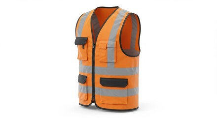 Naklejka premium Bright safety vest for construction workers or roadwork crews equipment