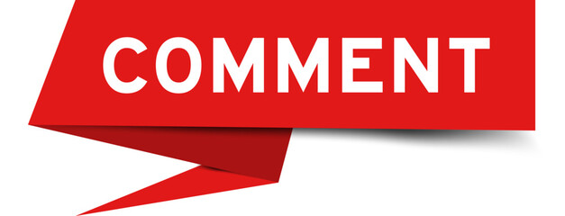 Redcolor speech banner with word comment on white background