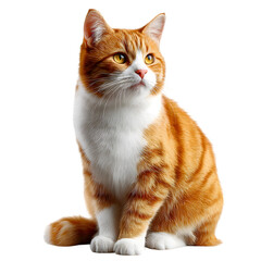 Ginger and white cat, isolated on transparent background