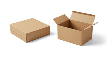 Fototapeta premium Cardboard Boxes for Packaging, Shipping and Storage on a White Background