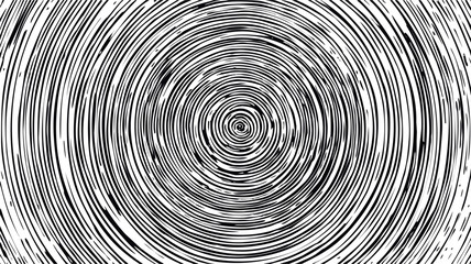 Hypnotic black and white circular concentric lines creating an optical illusion. Vector illustration