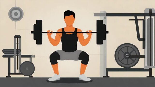 man person sport gym weight barbell lifestyle illustration animation video motion