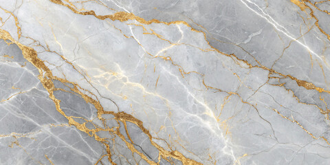 Naklejka premium Misty gray surface with luminous gold veins and fine white accents. The composition feels airy yet opulent, blending cool calmness with metallic brilliance