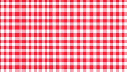 Red white checkered picnic tablecloth as background. Checkered picnic tablecloth.
