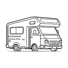simple motorhome line art vector illustration