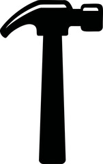Silhouette of a hammer in black, minimalistic design. Vector illustration