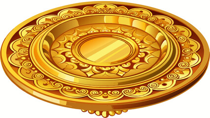 Obraz premium traditional gold plate isolated on white background
