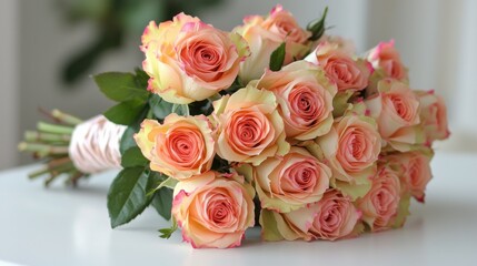 Beautiful Pink and Cream Rose Bouquet for Special Occasions